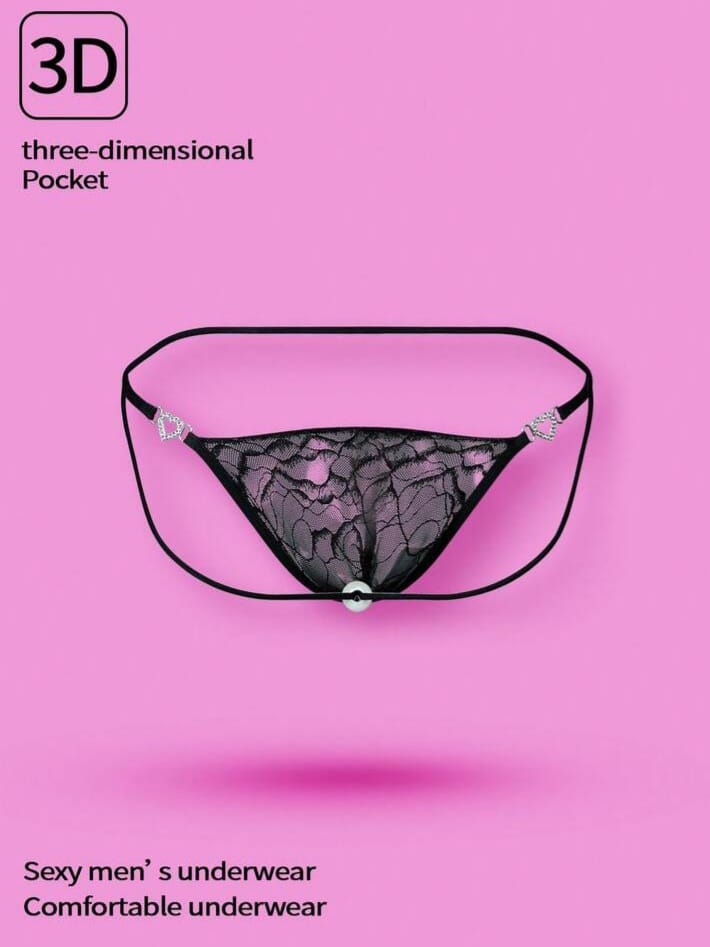 Men's Heart Rhinestone Decor Sexy Briefs Underwear